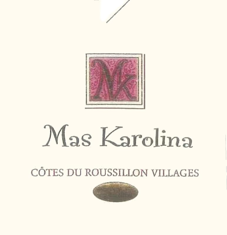 Mas Karolina Cotes du Roussillon Villages 2012 Front Label