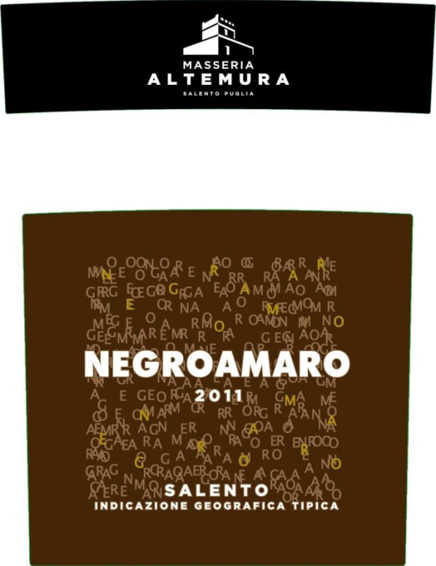 Masseria Altemura Salento Negroamaro 2011 Front Label