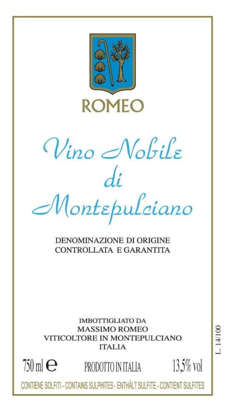 Massimo Romeo Vino Nobile di Montepulciano 2012 Front Label