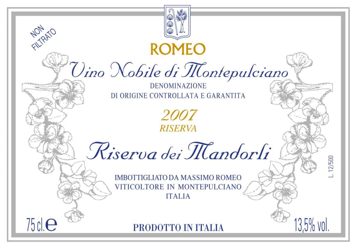 Massimo Romeo Vino Nobile di Montepulciano Riserva dei Mandorli 2007 Front Label