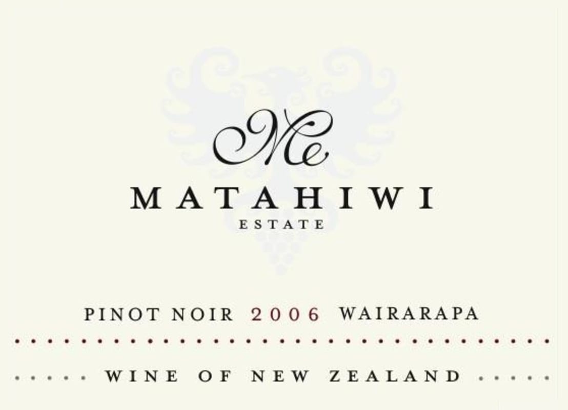 Matahiwi Estate Winery Wairarapa Pinot Noir 2006 Front Label