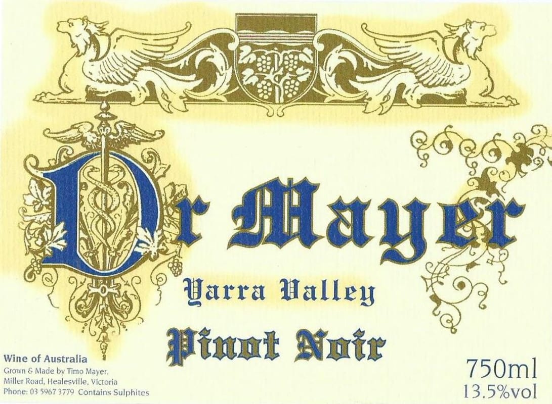 Mayer Yarra Valley Dr Mayer Pinot Noir 2012 Front Label