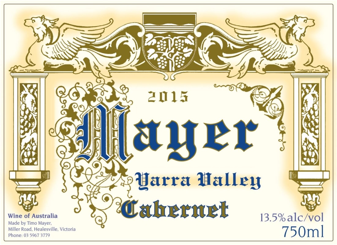 Mayer Yarra Valley Cabernet 2015 Front Label