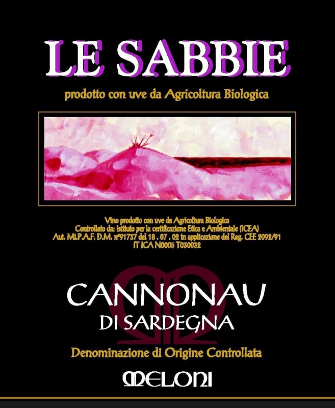 Meloni Vini Cannonau di Sardegna Le Sabbie 2013 Front Label