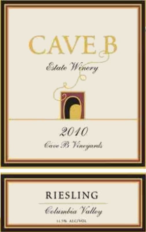 Cave B Estate Winery Riesling 2010 Front Label