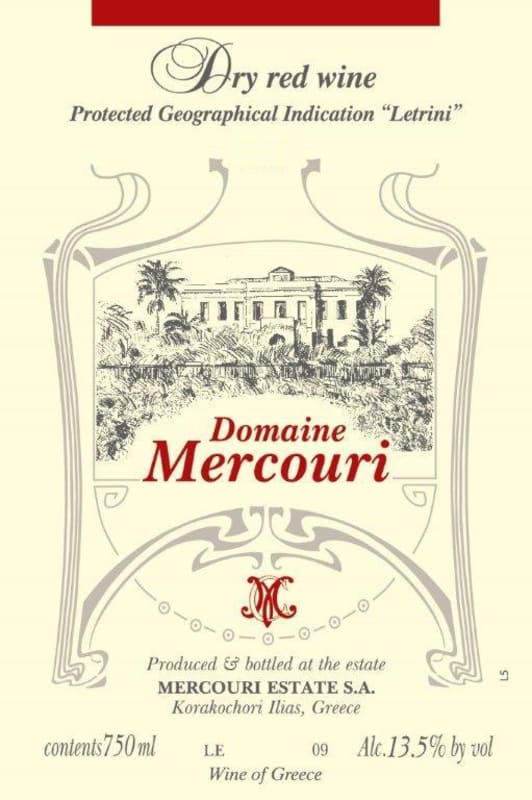 Mercouri Estate Peloponnese Domaine Mercouri Red 2014 Front Label