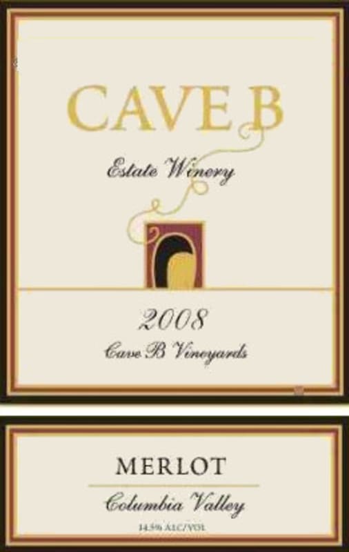 Cave B Estate Winery Merlot 2008 Front Label