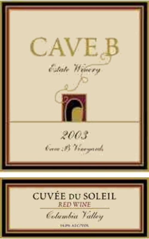 Cave B Estate Winery Cuvee du Soleil 2003 Front Label
