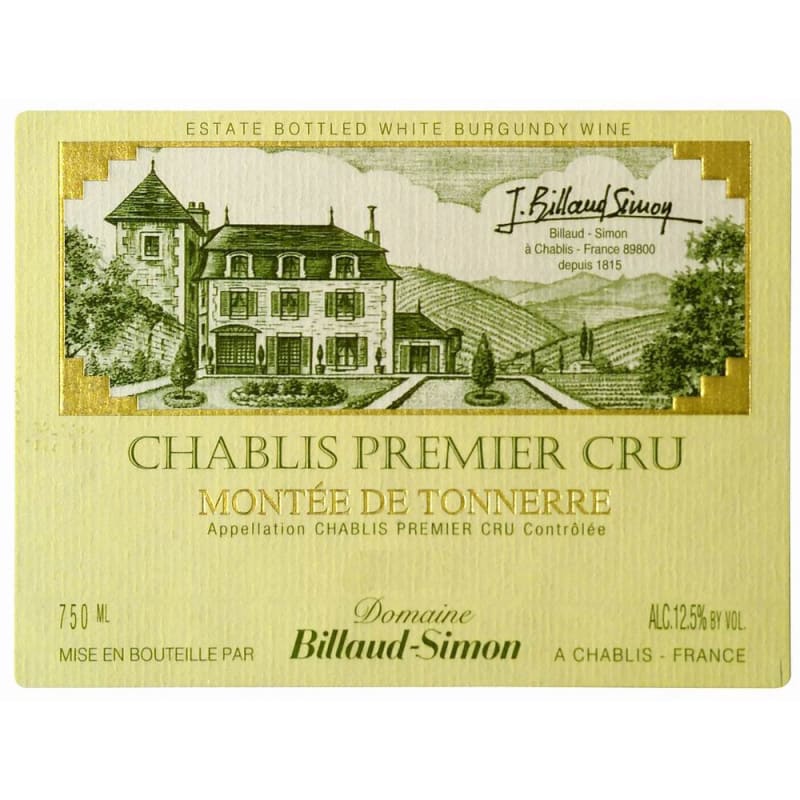 Billaud-Simon Chablis Montee de Tonnerre Premier Cru 2015 Front Label