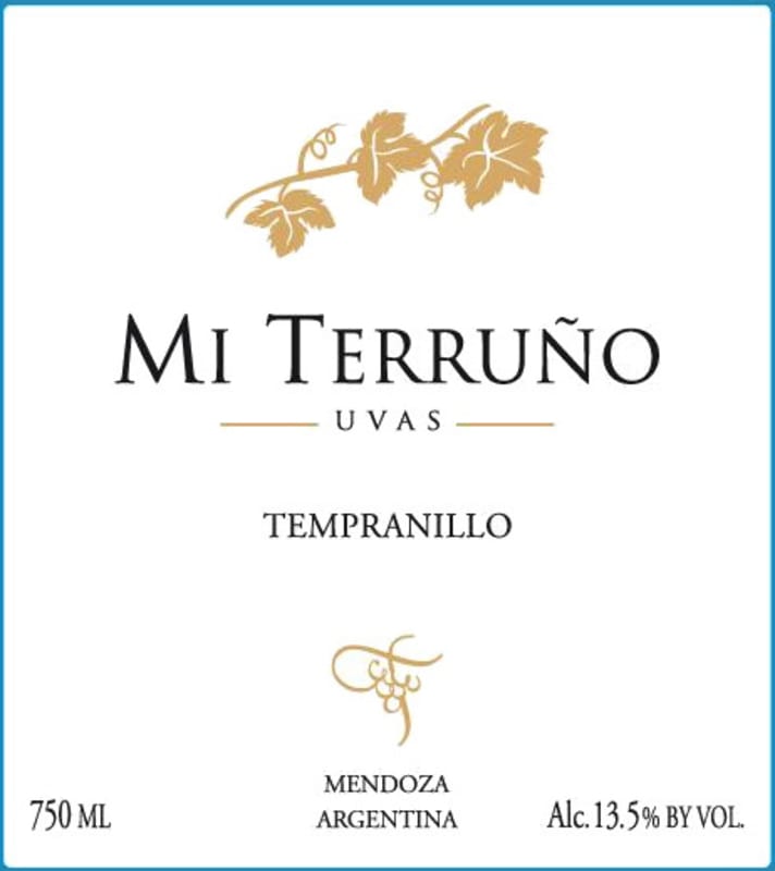 Mi Terruno Uvas Tempranillo 2014 Front Label