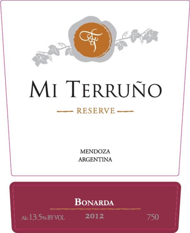 Mi Terruno Reserva Bonarda 2012 Front Label