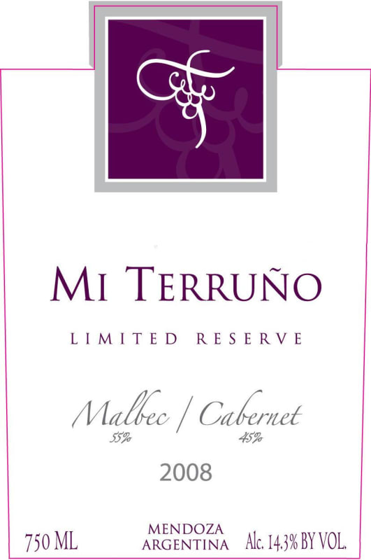 Mi Terruno Lmited Reserve Malbec / Cabernet 2008 Front Label