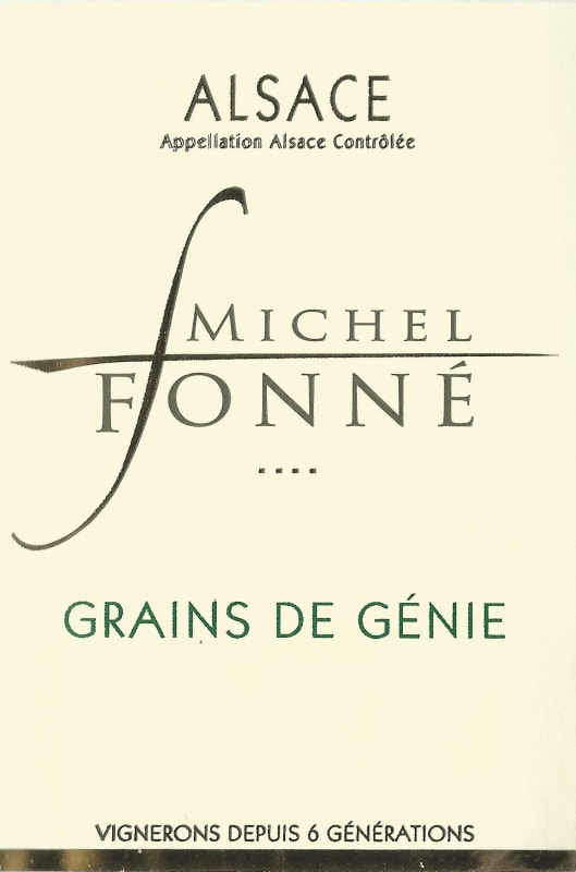 Michel Fonne Alsace Grains de Genie 2013 Front Label
