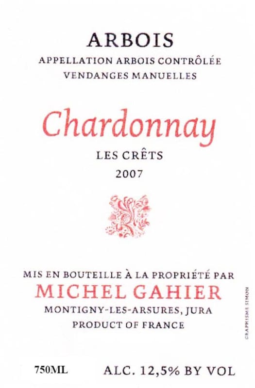 Michel Gahier Arbois Les Crets Chardonnay 2007 Front Label