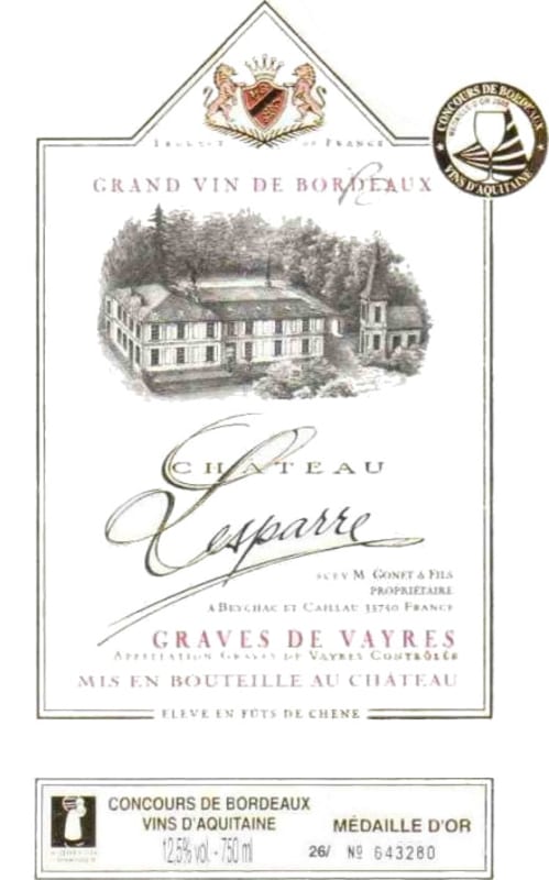 Michel Gonet et Fils Graves de Vayres Chateau Lesparre Rouge 2011 Front Label