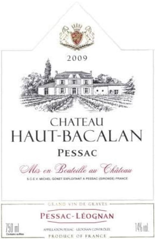 Michel Gonet et Fils Chateau Haut-Bacalan 2009 Front Label