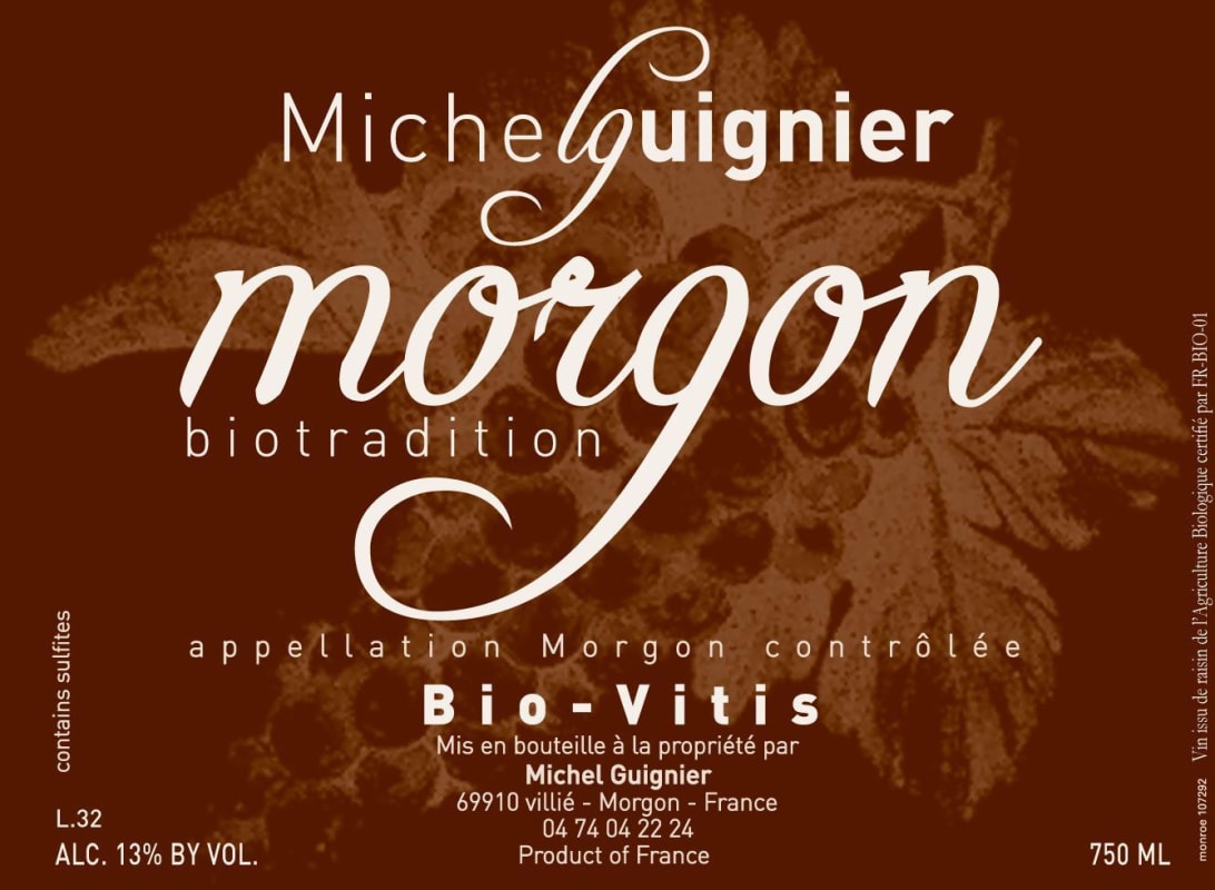 San Clemente Morgon Biotradition Bio-Vitis 2013 Front Label