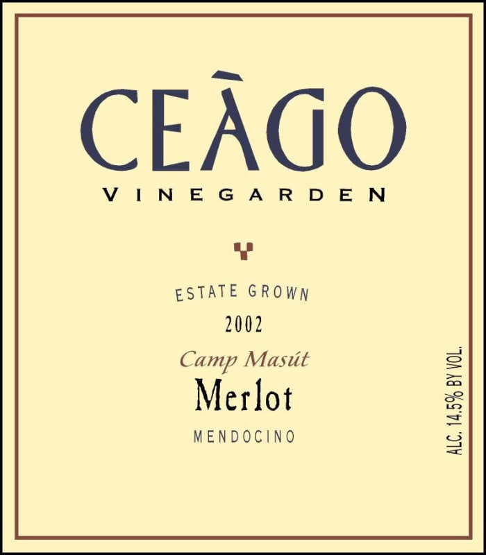 Ceago Estate Wines Camp Masut Merlot 2002 Front Label