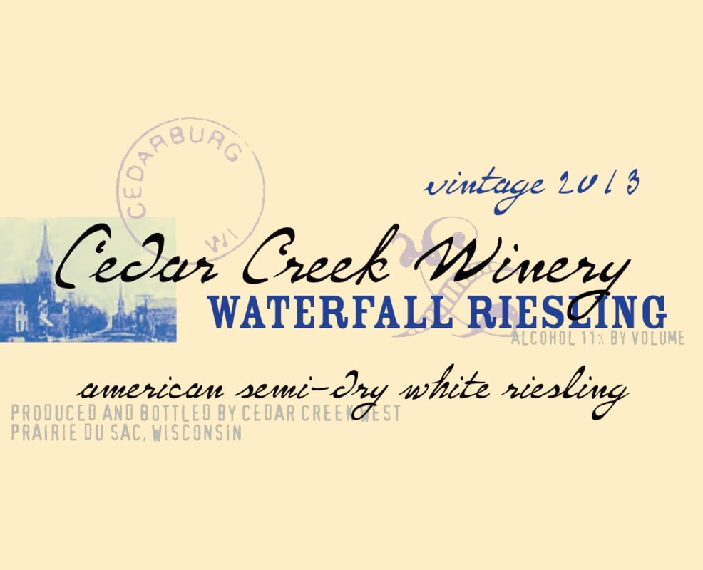 Cedar Creek Winery Waterfall Riesling 2013 Front Label