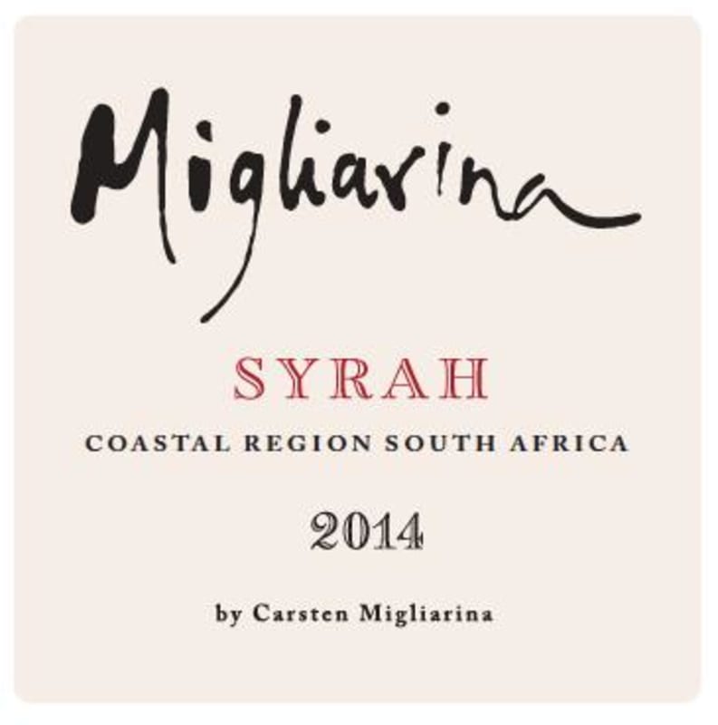 Migliarina Shiraz 2014 Front Label