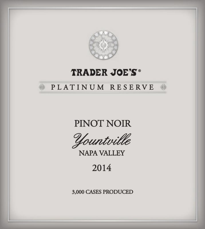 Trader Joe's Yountville Platinum Reserve Pinot Noir 2014 Front Label