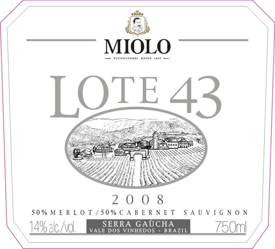 Miolo Wine Group Lote 43 Merlot/Cabernet Sauvignon 2008 Front Label