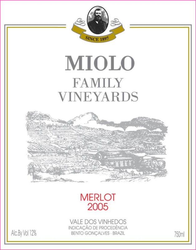 Miolo Wine Group Family Vineyards Merlot 2005 Front Label