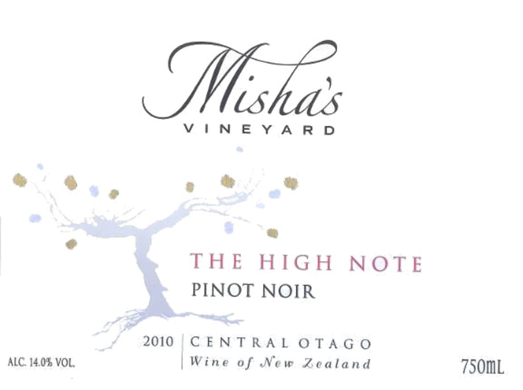 Misha's Vineyard Wines Ltd The High Note Pinot Noir 2010 Front Label