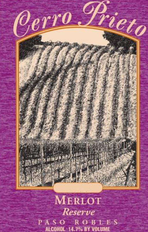 Cerro Prieto Vineyard and Cellars Reserve Merlot 2008 Front Label