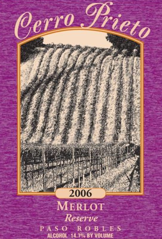 Cerro Prieto Vineyard and Cellars Reserve Merlot 2006 Front Label
