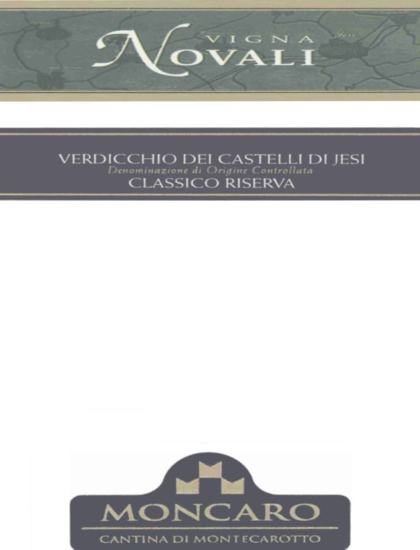 Moncaro Verdicchio dei Castelli di Jesi Classico Vigna Novali Riserva 2009 Front Label