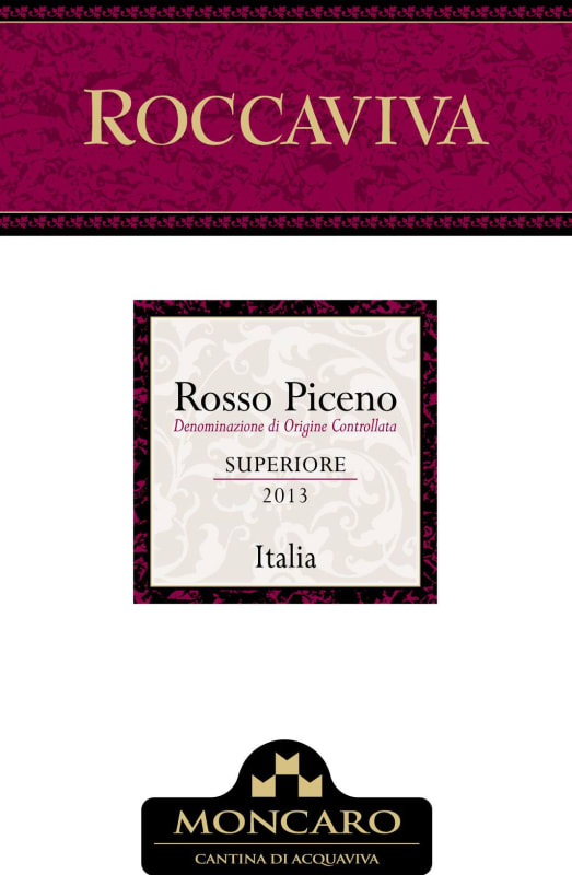 Moncaro Rosso Piceno Roccaviva Superiore 2013 Front Label