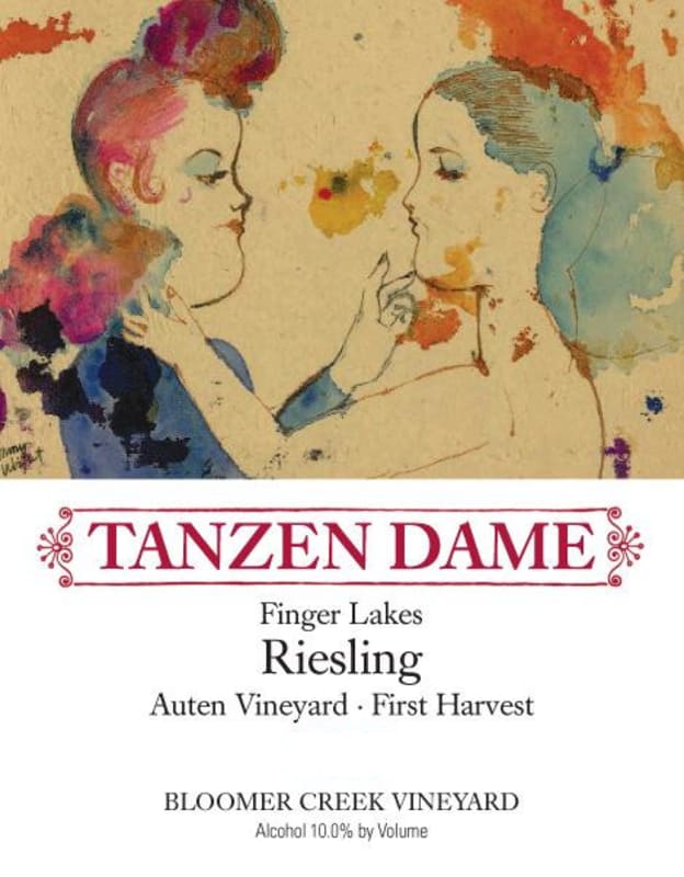 Bloomer Creek Tanzen Dame Auten Vineyard First Harvest Riesling 2013 Front Label