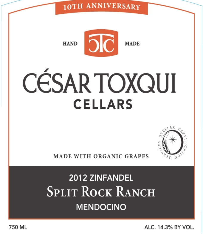Cesar Toxqui Cellars Split Rock Ranch Zinfandel 2012 Front Label