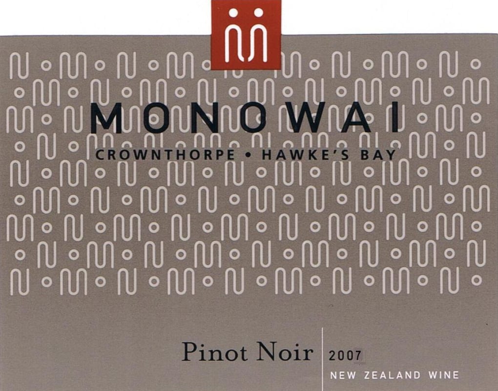 Monowai Estate Hawke's Bay Pinot Noir 2007 Front Label