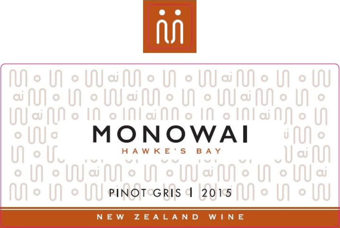 Monowai Estate Hawke's Bay Pinot Gris 2015 Front Label