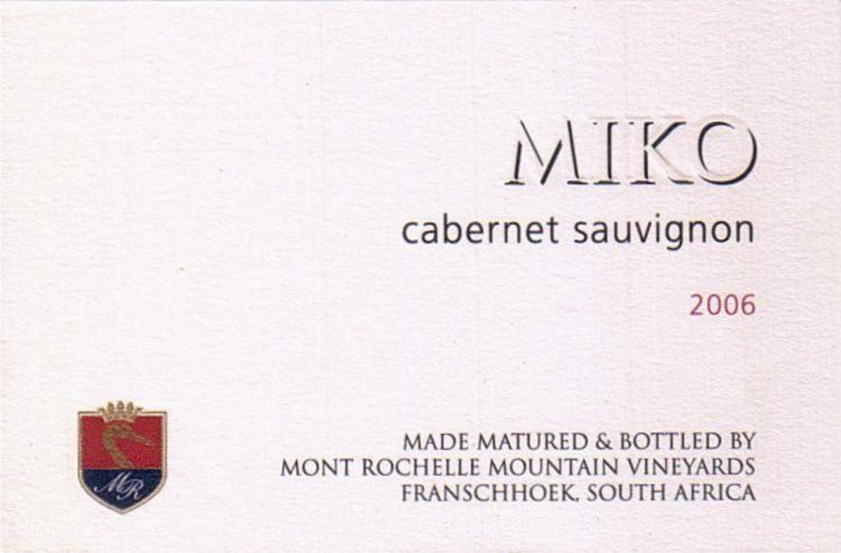 Mont Rochelle Miko Cabernet Sauvignon 2006 Front Label
