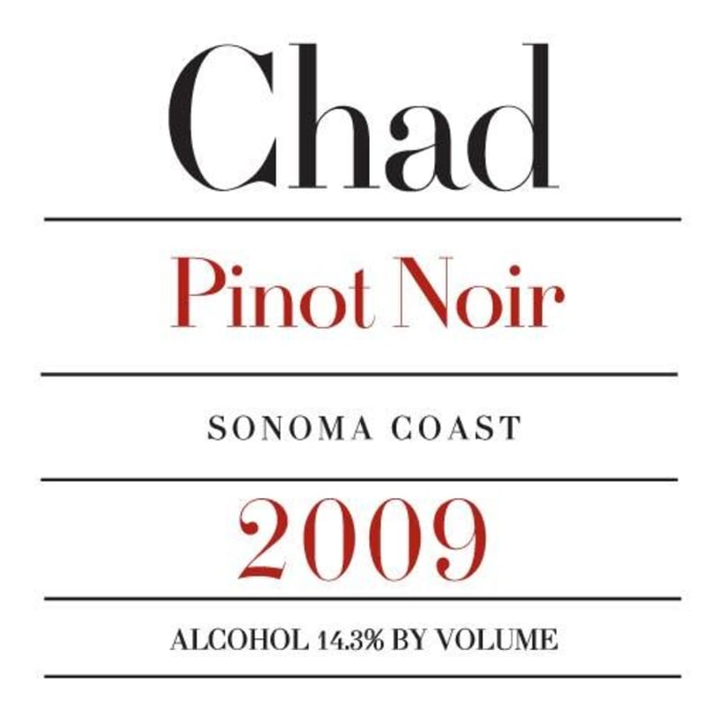 Chad Sonoma Coast Pinot Noir 2009 Front Label