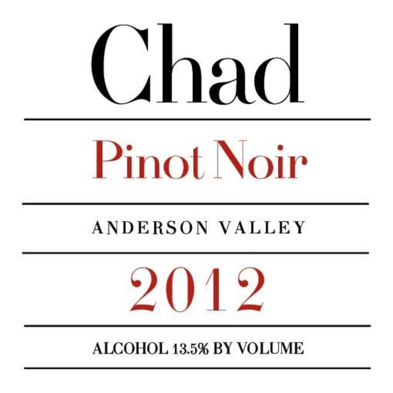 Chad Anderson Valley Pinot Noir 2012 Front Label