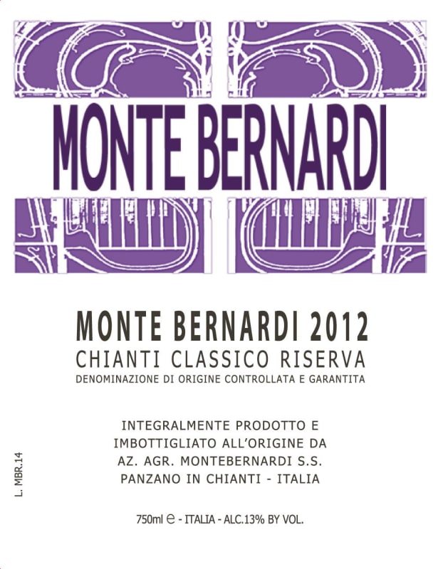 Monte Bernardi Chianti Classico Riserva 2012 Front Label