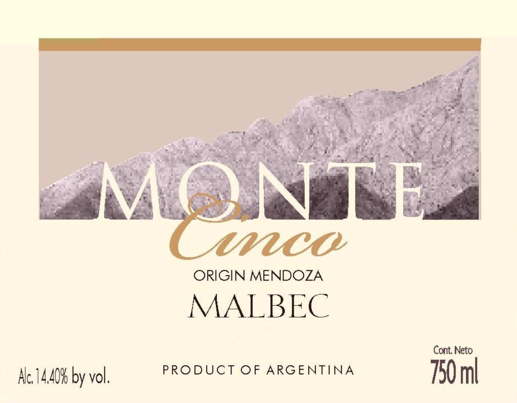 Monte Cinco Oak Malbec 2005 Front Label