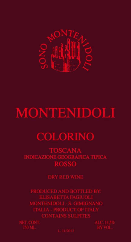 Montenidoli Toscana Colorino 2012 Front Label