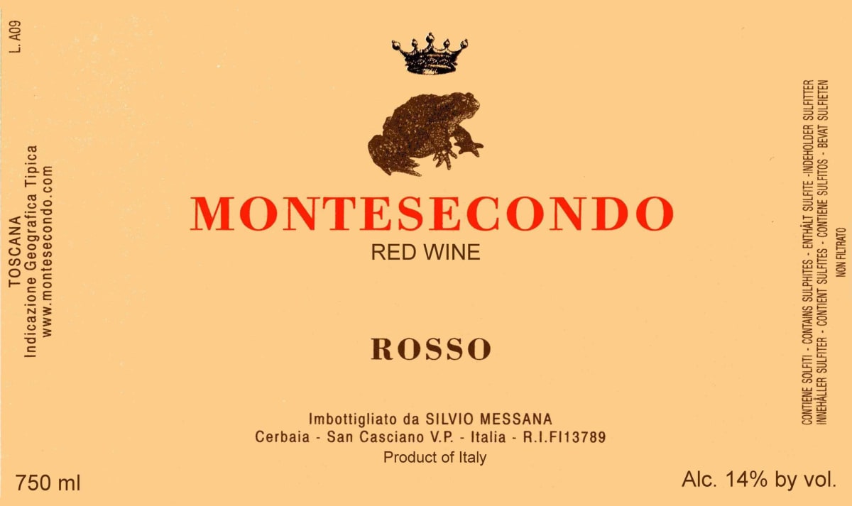 Montesecondo Toscana Rosso 2012 Front Label