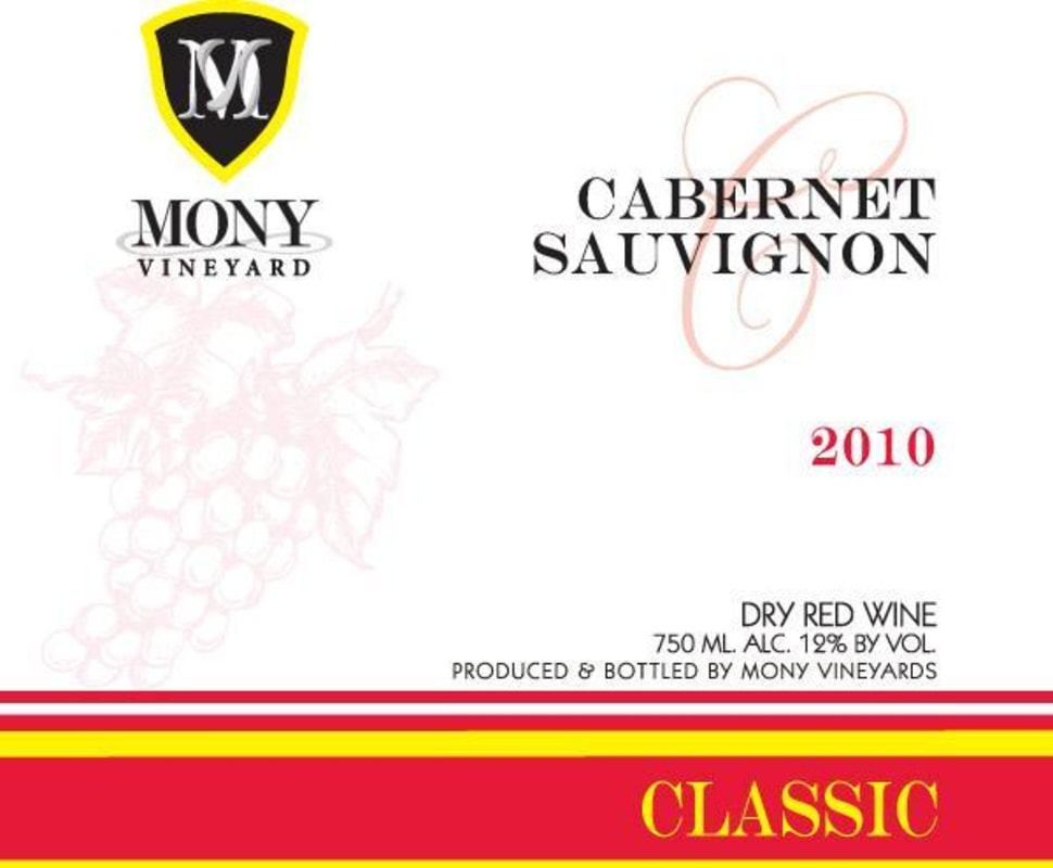 Mony Vineyard Classic Cabernet Sauvignon 2010 Front Label