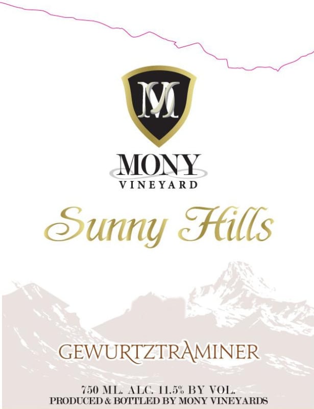 Mony Vineyard Sunny Hills Gewurztraminer 2012 Front Label