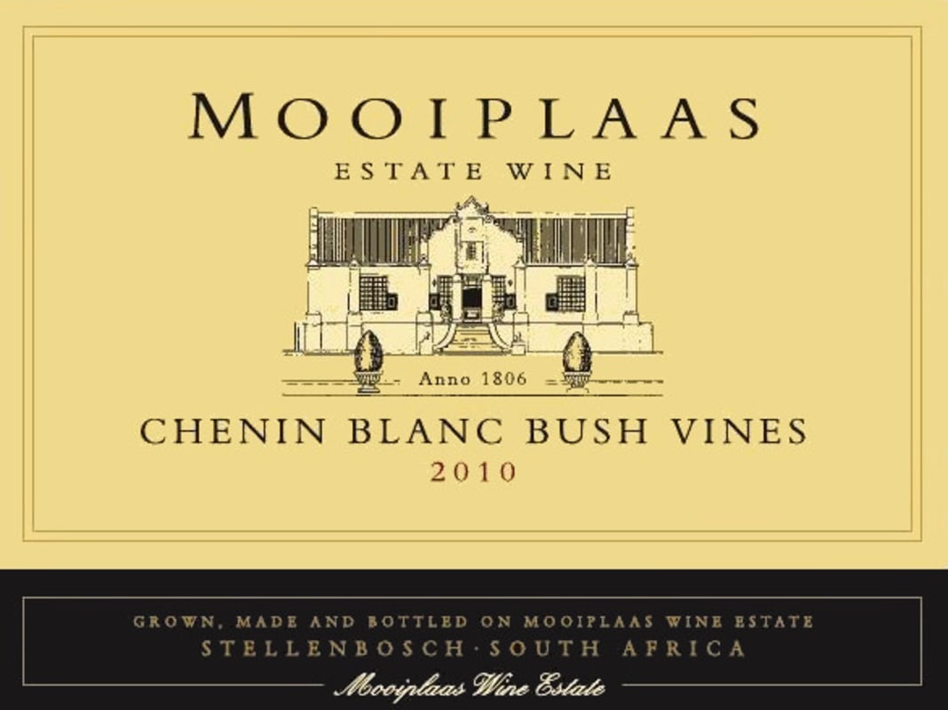Mooiplaas Wine Estate Bush Vines Chenin Blanc 2010 Front Label