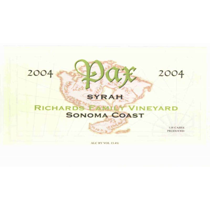 Pax Richards Family Syrah 2004 Front Label
