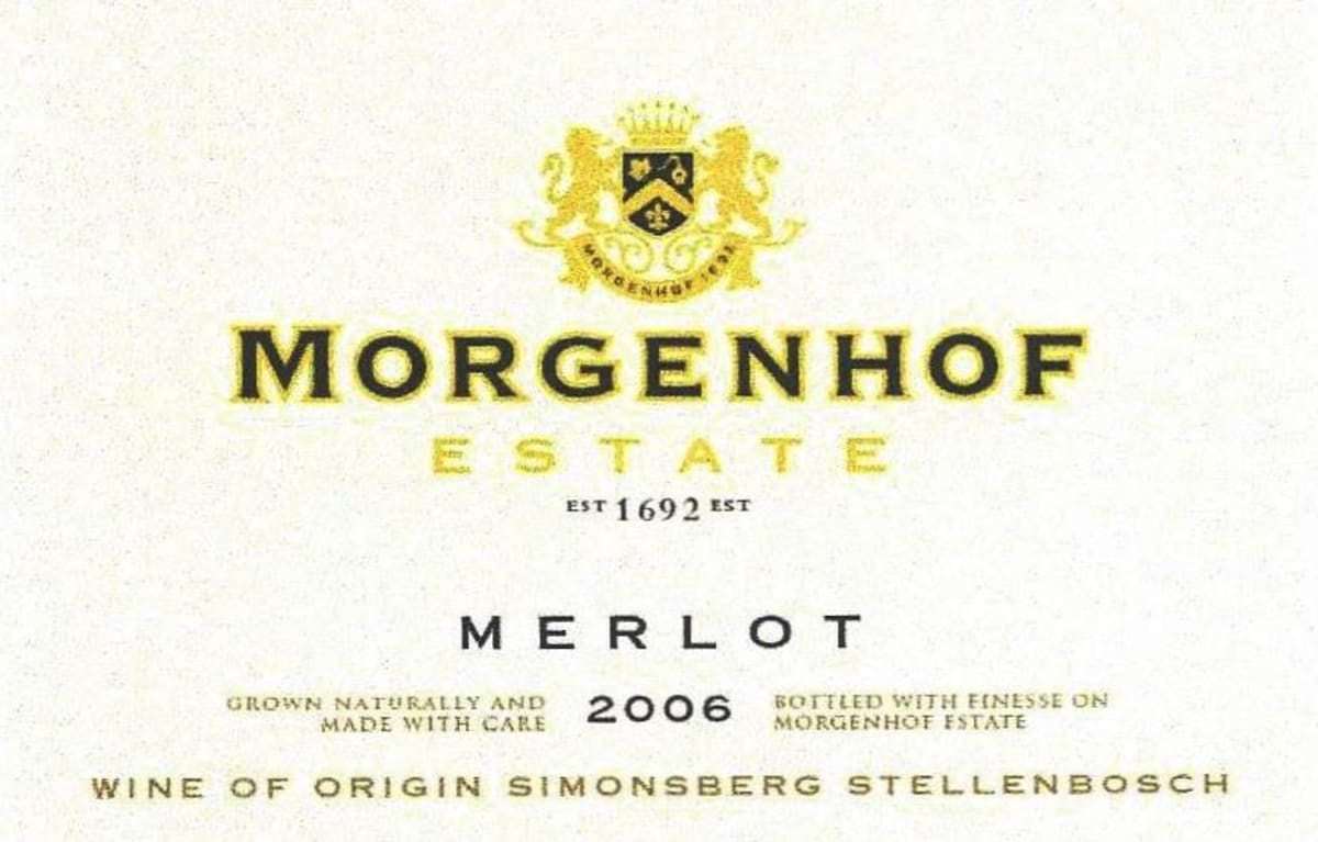 Morgenhof Wine Estate Merlot 2006 Front Label