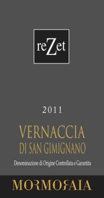 Mormoraia Vernaccia di San Gimignano ReZet 2011 Front Label