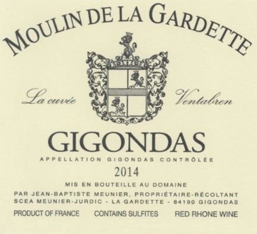 Moulin de la Gardette La Cuvee Ventabren 2014 Front Label